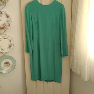 Misho 100% Silk Aqua Long Sleeve Dress